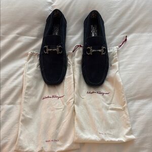 Salvatore Ferragamo Men's Blue Suede Loafers